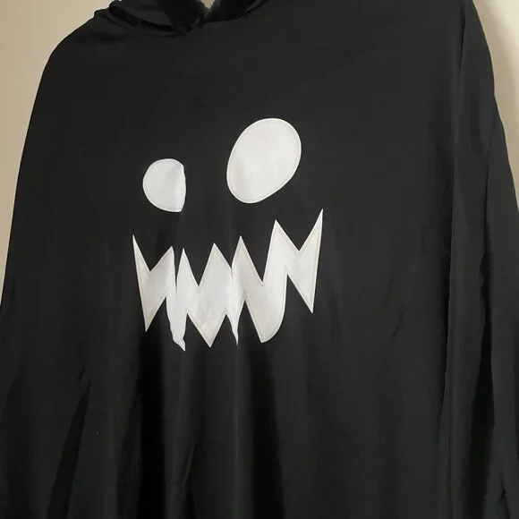 Black Ghost Halloween Poncho Costume - Picture 3 of 8